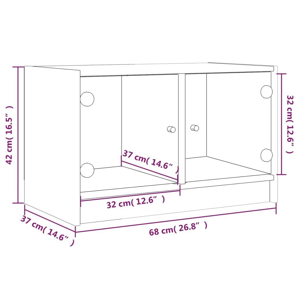 TV Cabinet with Glass Doors White 68x37x42 cm Price