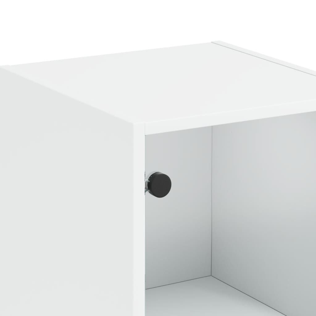 Highboard with Glass Doors White 35x37x142 cm Price