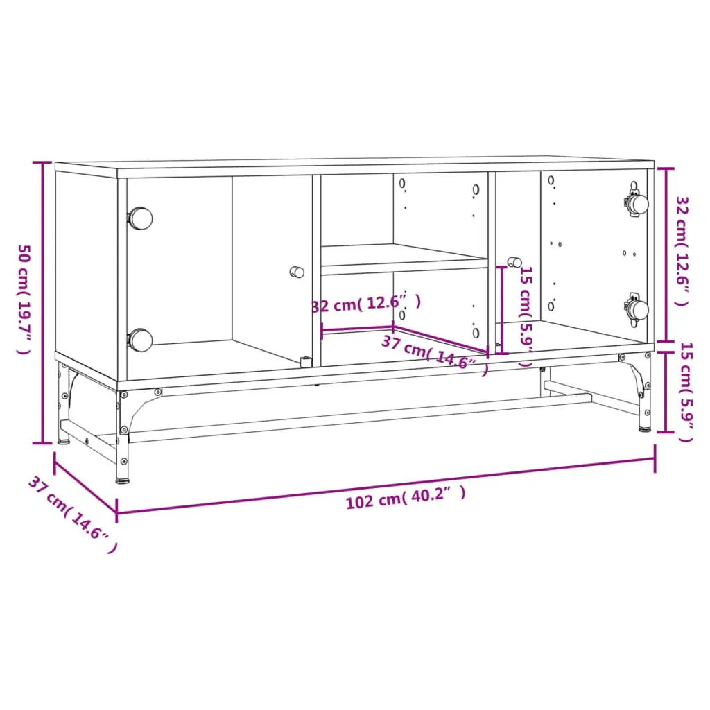 TV Cabinet with Glass Doors Black 102x37x50 cm Price