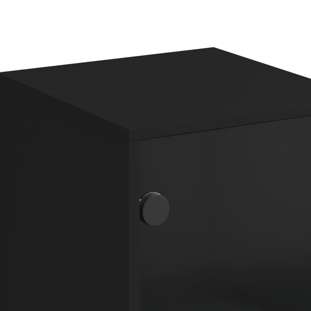 Highboard with Glass Doors Black 35x37x120 cm Price