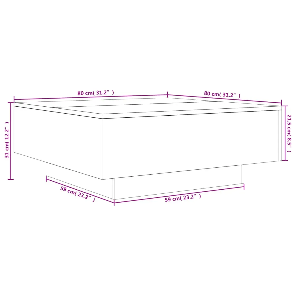 Coffee Table Black 80x80x31 cm Engineered Wood Price