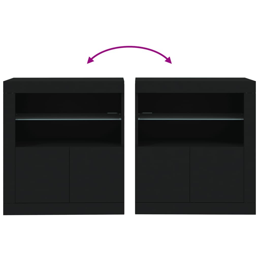 Sideboard with LED Lights Black 60.5x37x67 cm Price