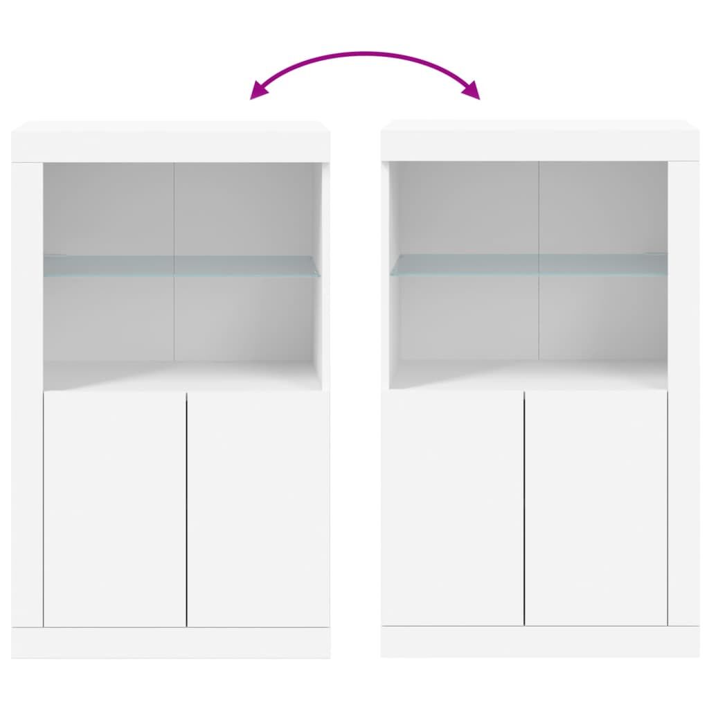 Side Cabinet with LED Lights White Engineered Wood Price
