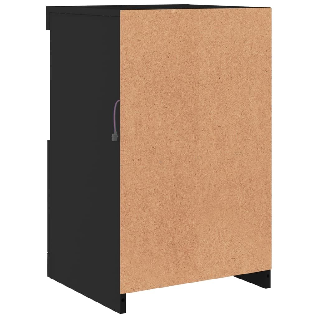 Side Cabinets with LED Lights 2 pcs Black Engineered Wood Price
