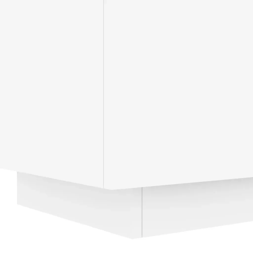 Bedside Cabinet with LED Lights White Engineered Wood Price