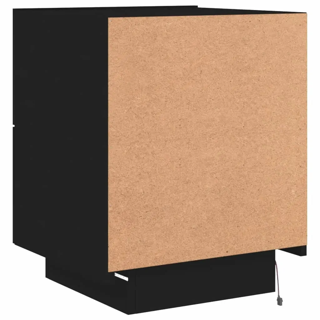 Bedside Cabinets with LED Lights 2 pcs Black Engineered Wood Price