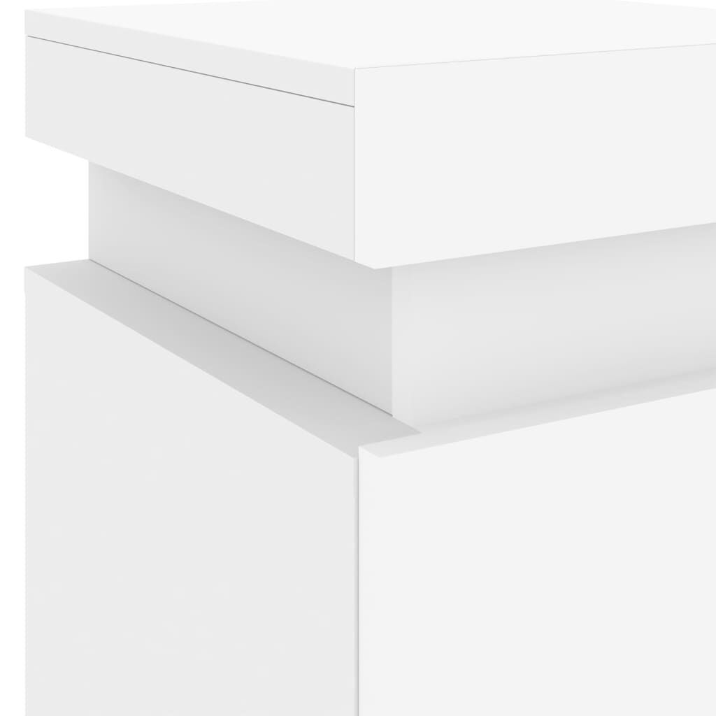 Bedside Cabinet with LED Lights White 35x39x55 cm Price