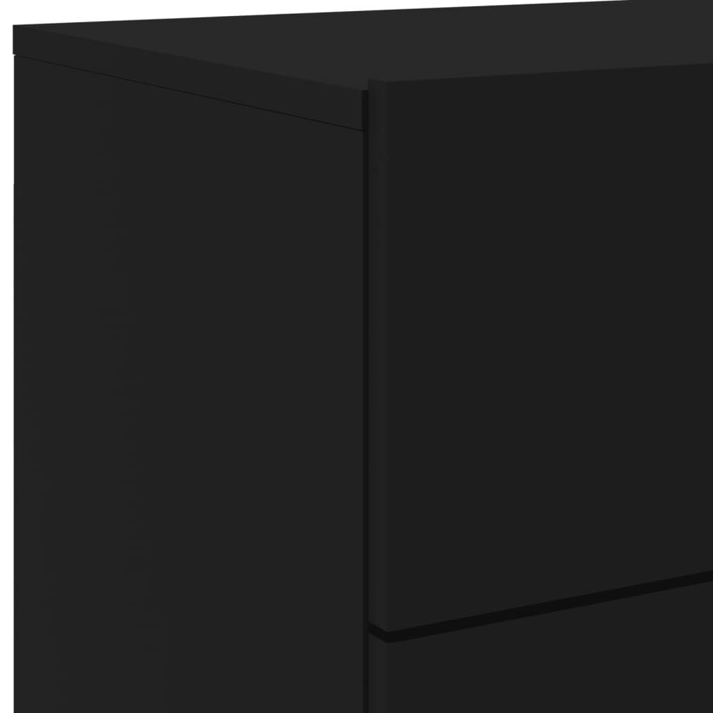 Wall-mounted Bedside Cabinets with LED Lights 2 pcs Black Price