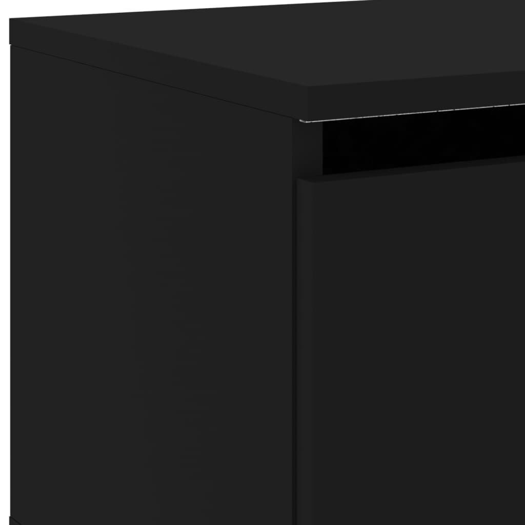 Wall-mounted Bedside Cabinets with LED Lights 2 pcs Black Price