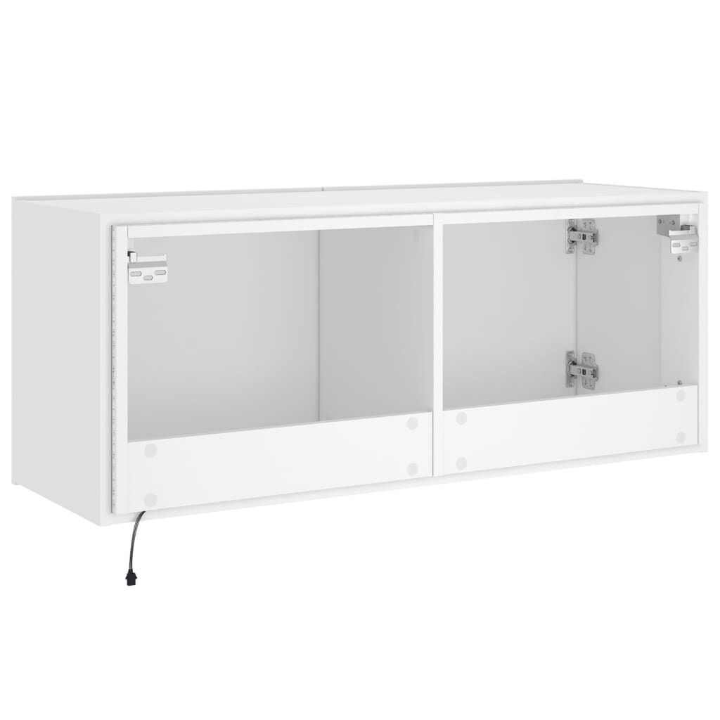 TV Wall Cabinet with LED Lights White 100x35x41 cm Price