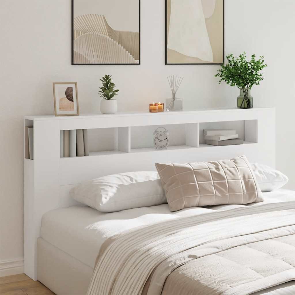 LED Headboard White 200 cm Engineered Wood Price