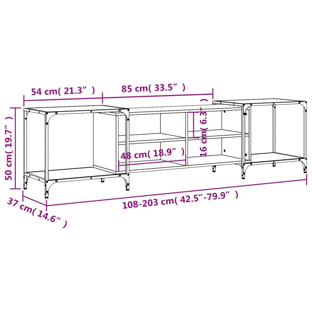 TV Cabinet Black 203x37x50 cm Engineered Wood Price