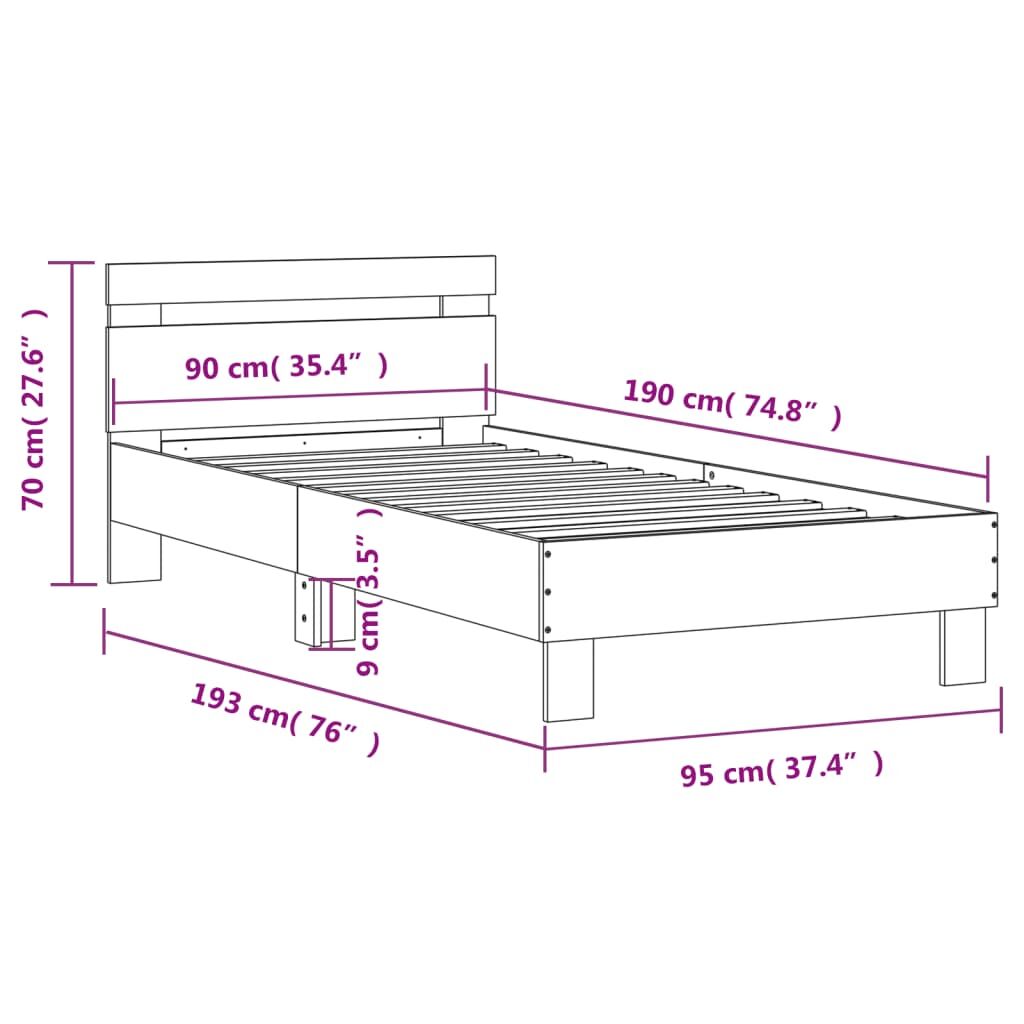 Bed Frame without Mattress with Headboard White 90x190 cm Price
