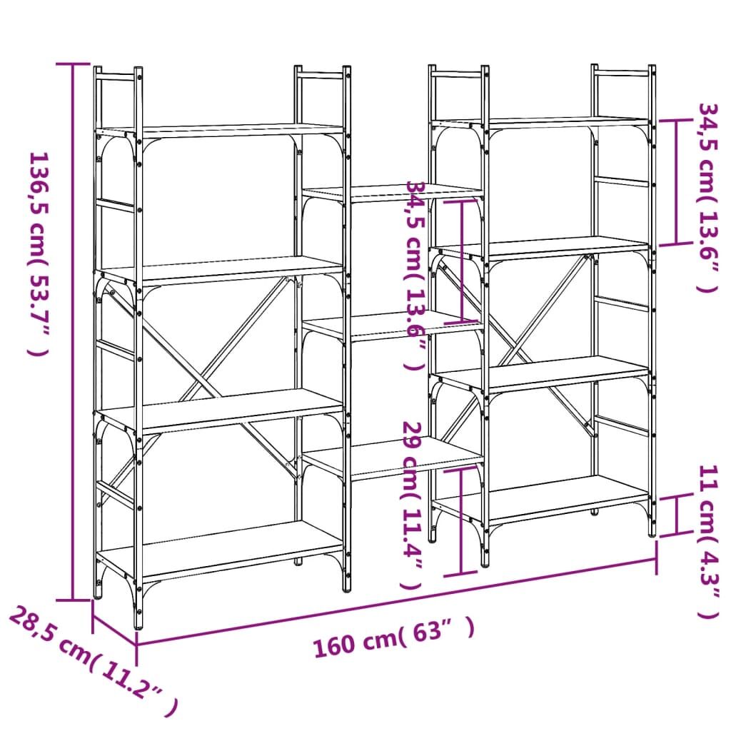 Bookshelf Black 160x28.5x136.5 cm Engineered Wood Price