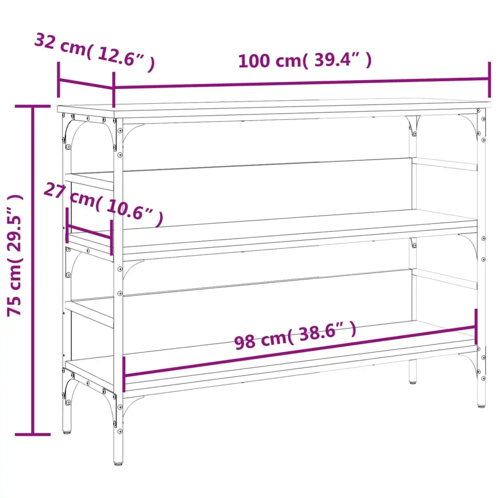 Console Table Black 100x32x75 cm Engineered Wood Price