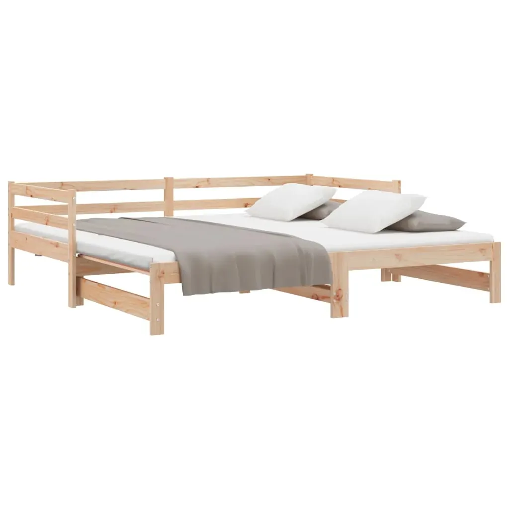 Day Bed with Trundle without Mattress 90x190 cm Solid Wood Price