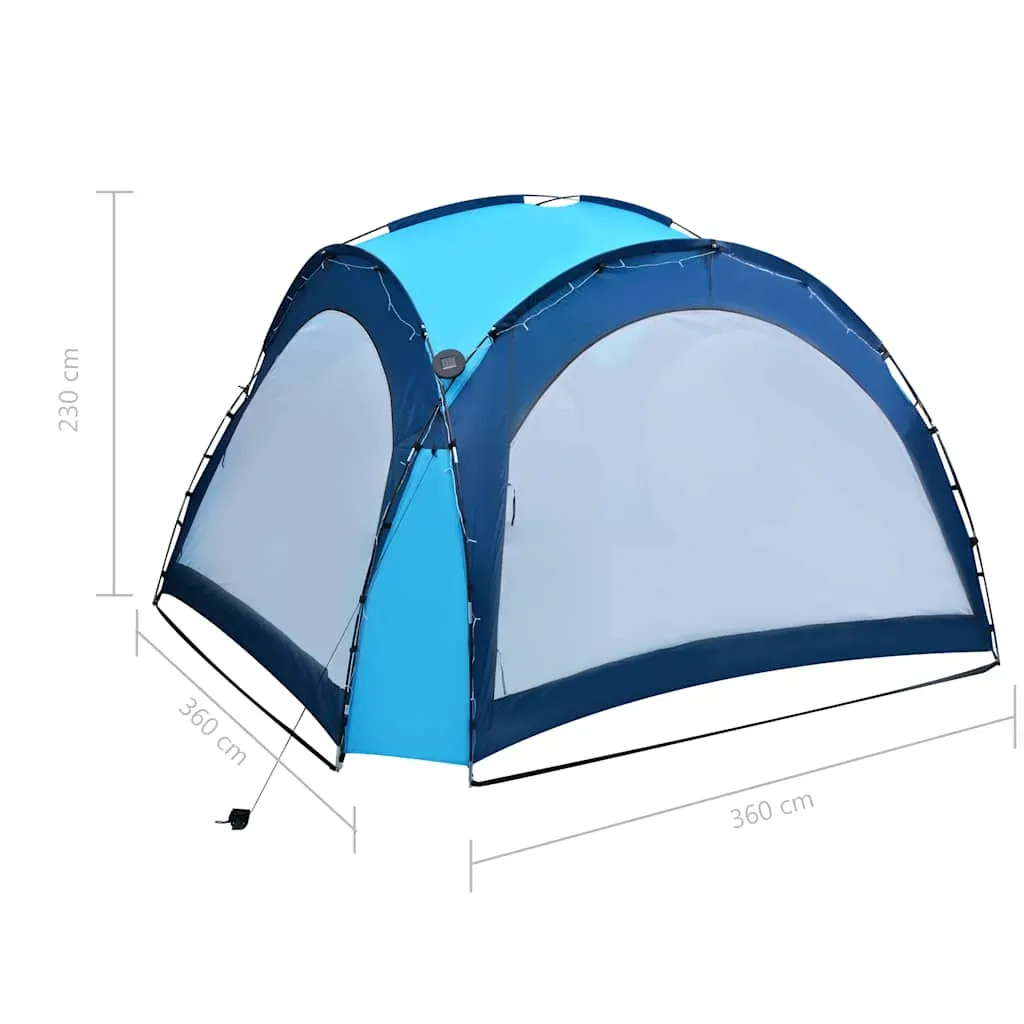Party Tent with LED and 4 Sidewalls 3.6x3.6x2.3 m Blue Price