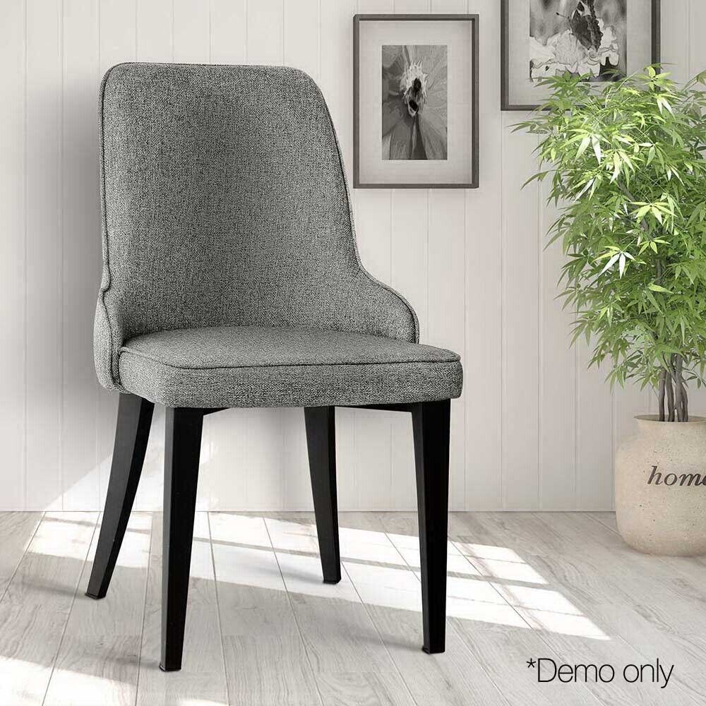 Dining Chairs Set of 2 Linen Fabric Grey Price