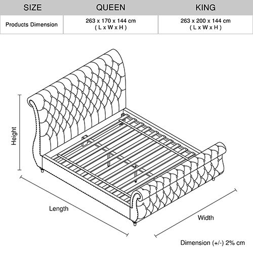 Elsa Bedframe Queen Size Velvet Fabric Medium Grey Colour Price