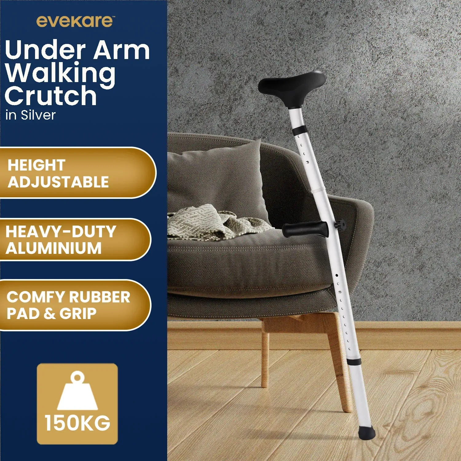 Evekare Heavy Duty Under Arm Walking Crutch Price