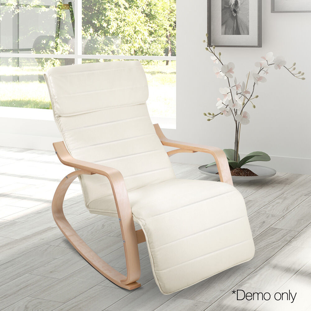 Fabric Rocking Armchair with Adjustable Footrest Price