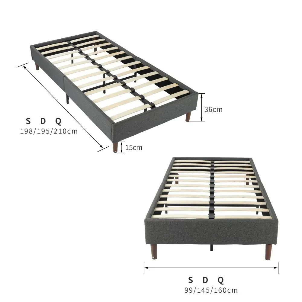 Bedframe with Wooden Slats (Light Grey) Price