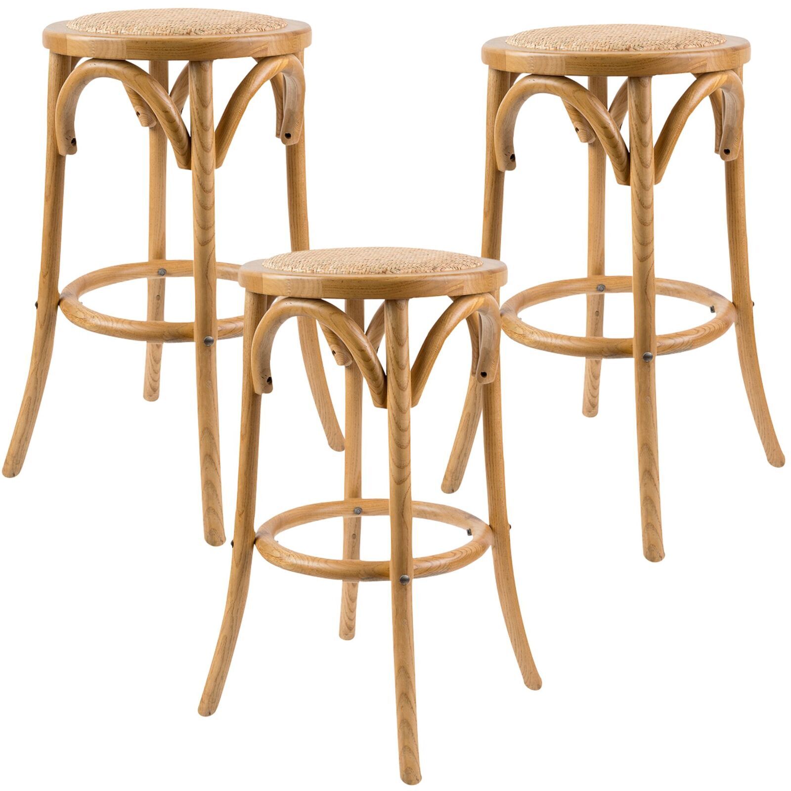 Aster Round Bar Stools Dining Stool Chair Solid Birch Timber Rattan Seat Price