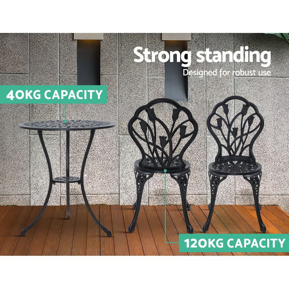 3PC Outdoor Setting Cast Aluminium Bistro Table Chair Patio Price