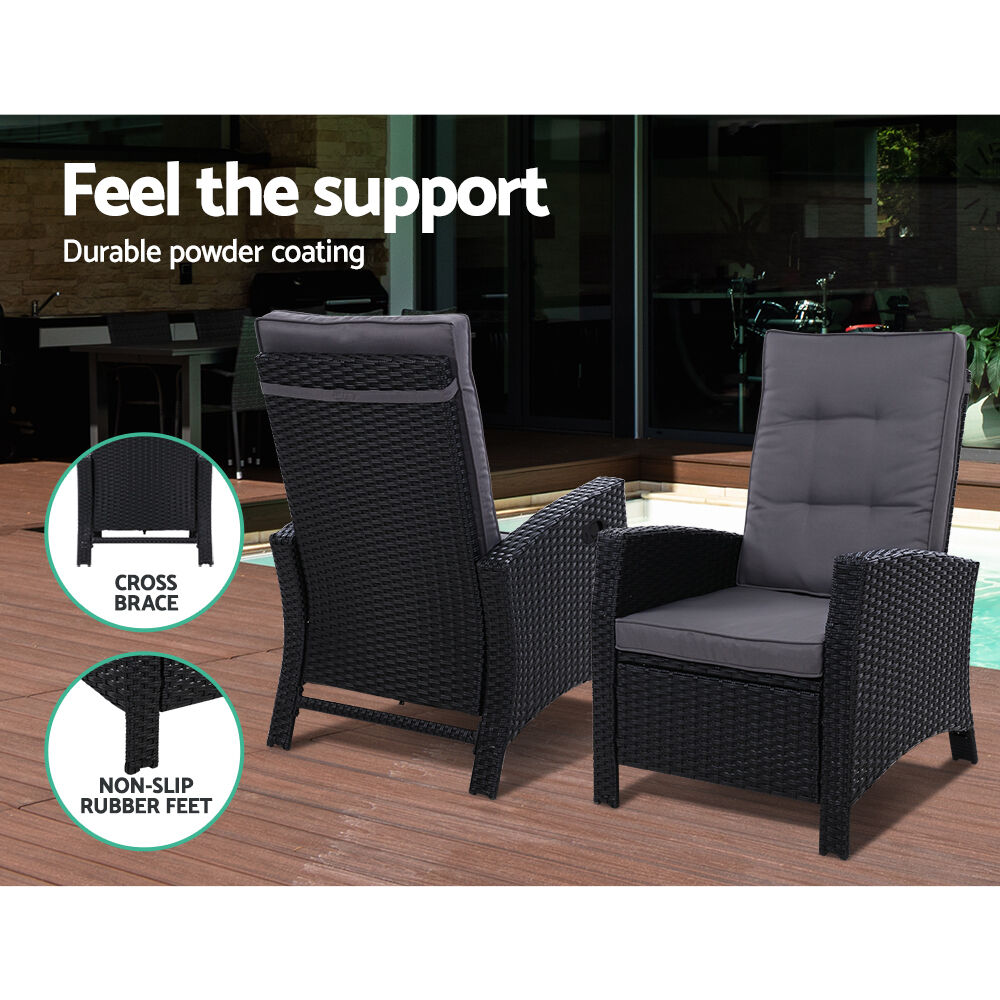 Sun lounge Recliner Chair Wicker Lounger Sofa Day Bed Outdoor Furniture Patio Garden Cushion Ottoman Gardeon Price