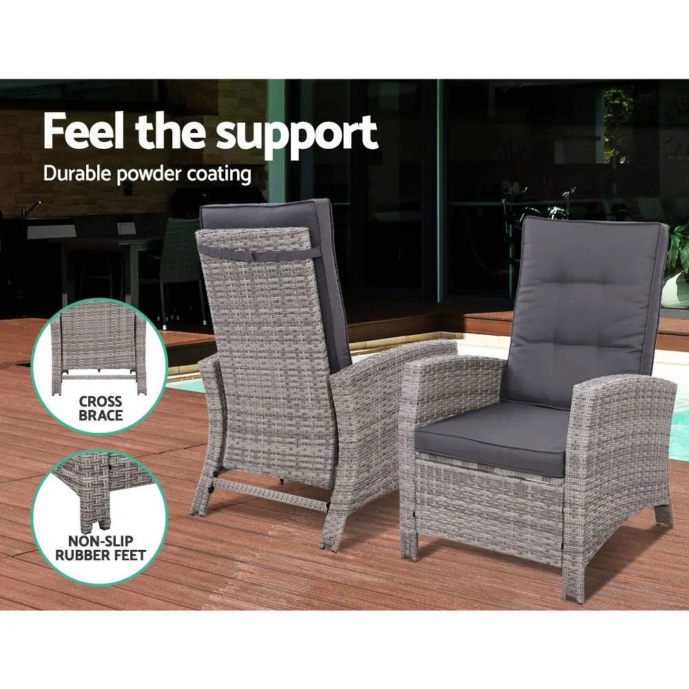 Outdoor Setting Recliner Chair Table Set Wicker lounge Patio Furniture Price