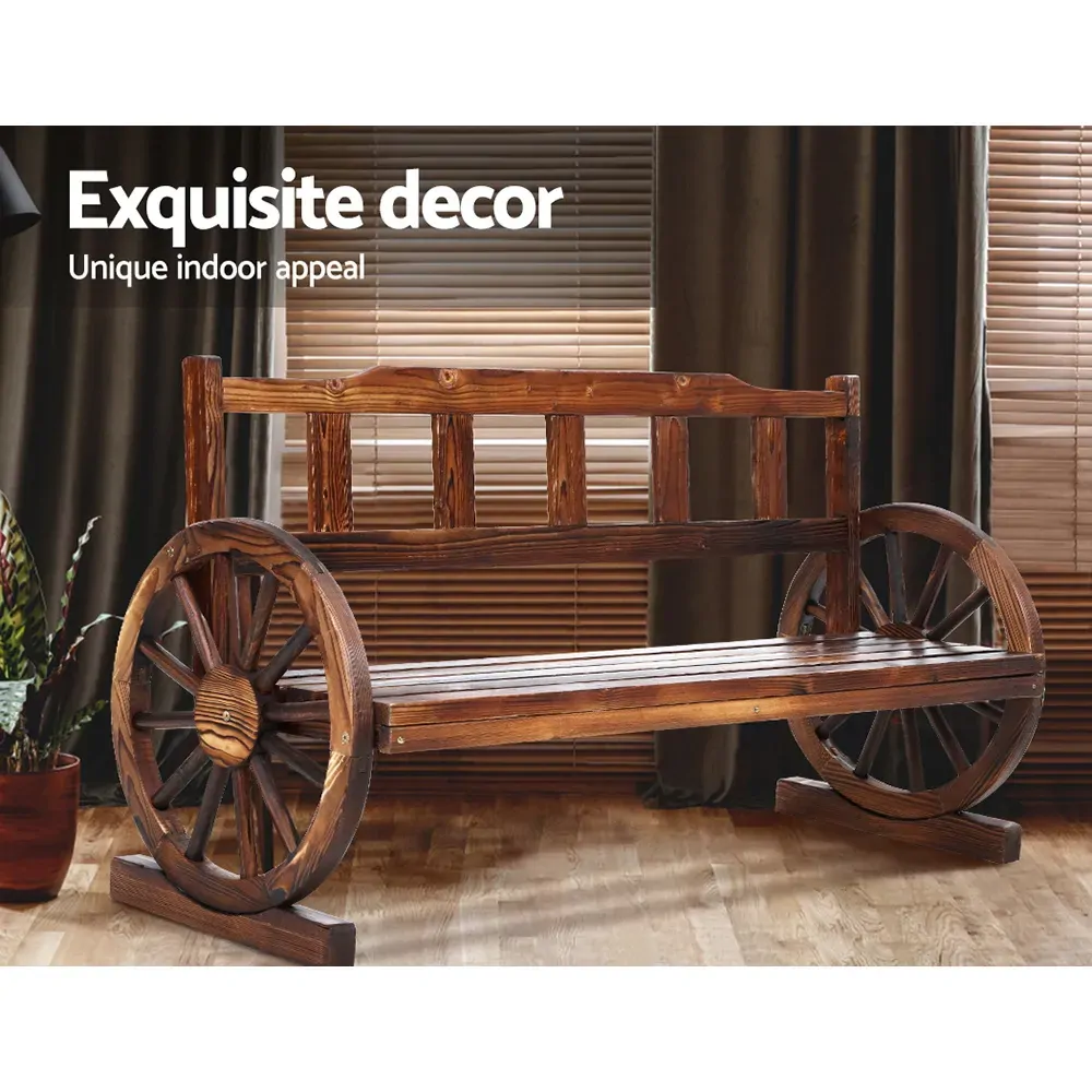 Garden Bench Wooden Wagon Chair Outdoor Furniture Backyard Lounge Charcoal Price