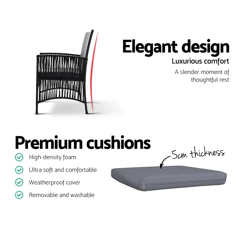 Outdoor Furniture Dining Chairs Wicker Garden Patio Cushion Black Gardeon Price
