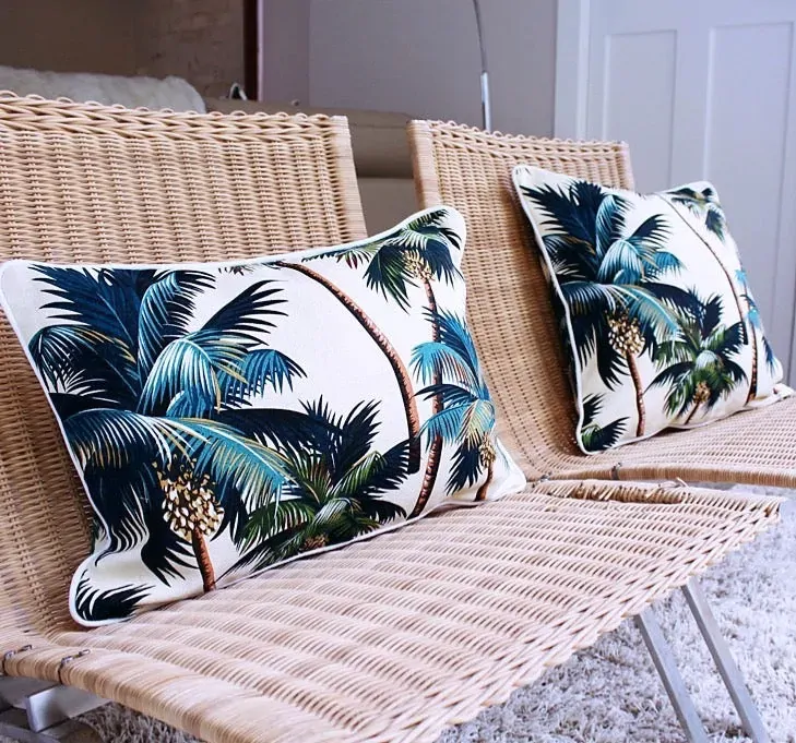Cushion Cover-With Piping-Palm Trees Natural Price