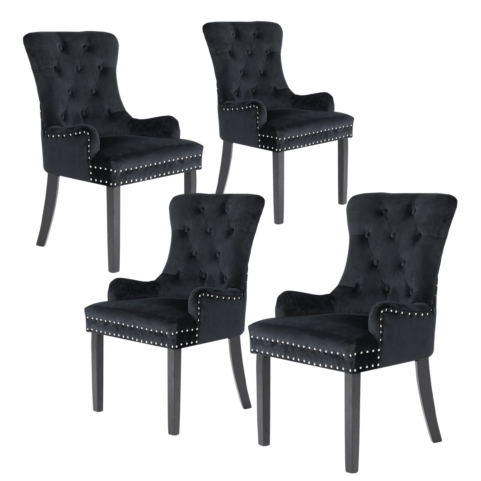 French Provincial Dining Chair Ring Studded Lisse Velvet Rubberwood Price