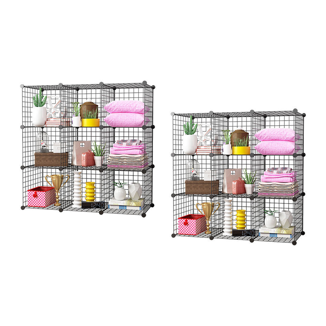 Black Portable Cube Storage Organiser Foldable DIY Modular Grid Space Saving Shelf Price