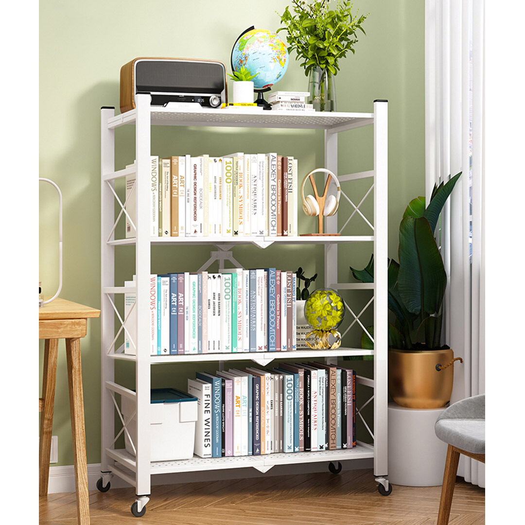 Steel Foldable Display Stand Multi-Functional Shelves Portable Storage Organizer with Wheels Price