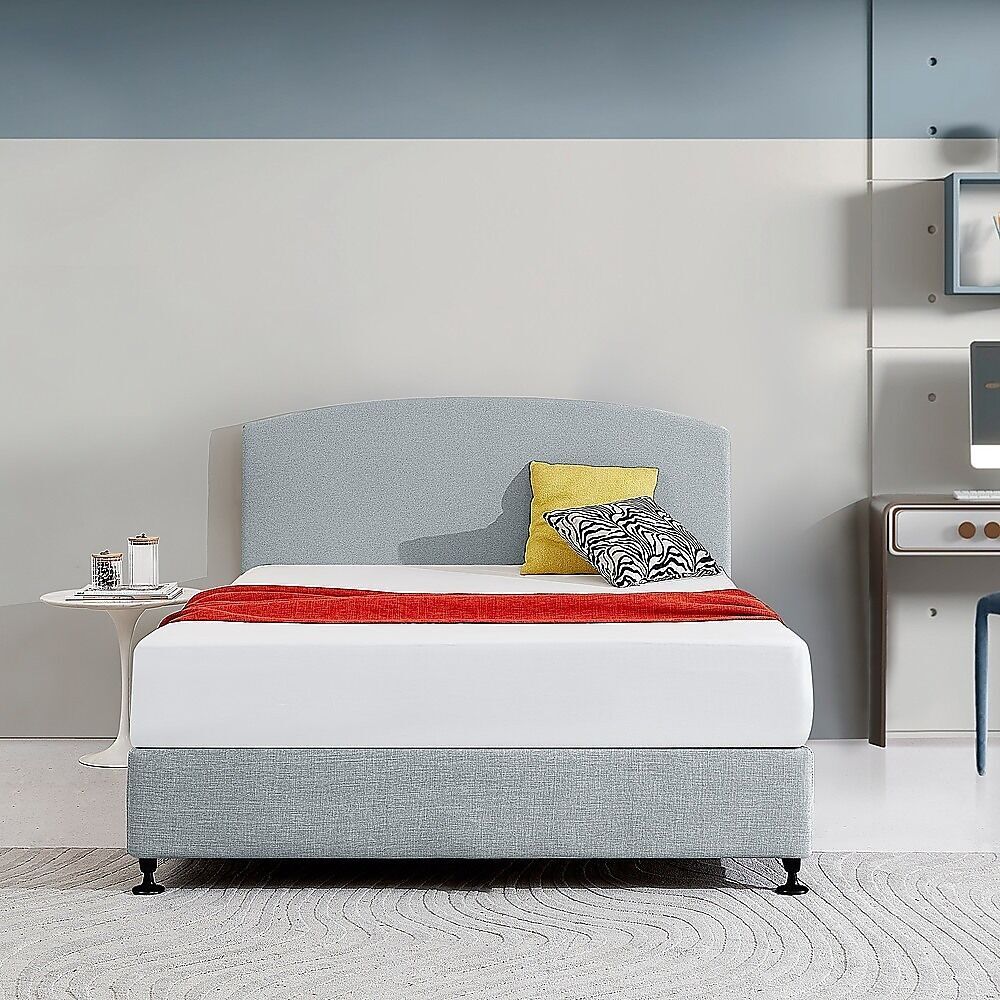 Linen Fabric Double Bed Curved Headboard Bedhead - Pale Pink Price