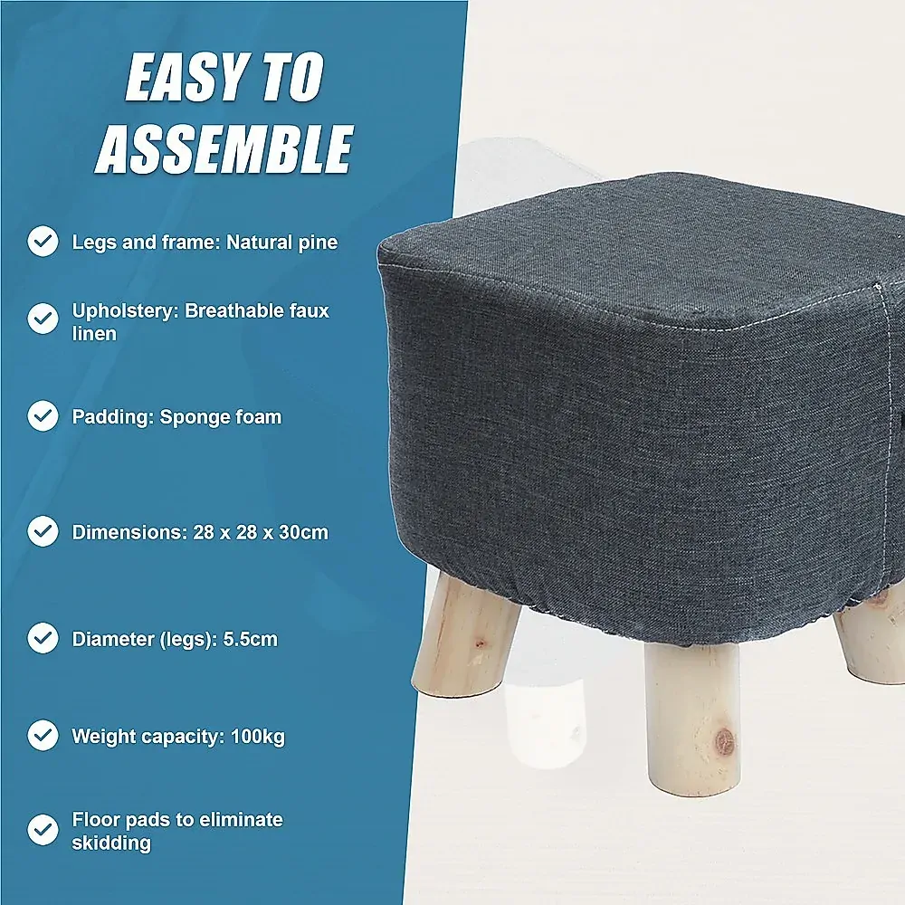 Fabric Ottoman Foot Stool Rest Pouffe Footstool Wood Storage Padded Seat Price