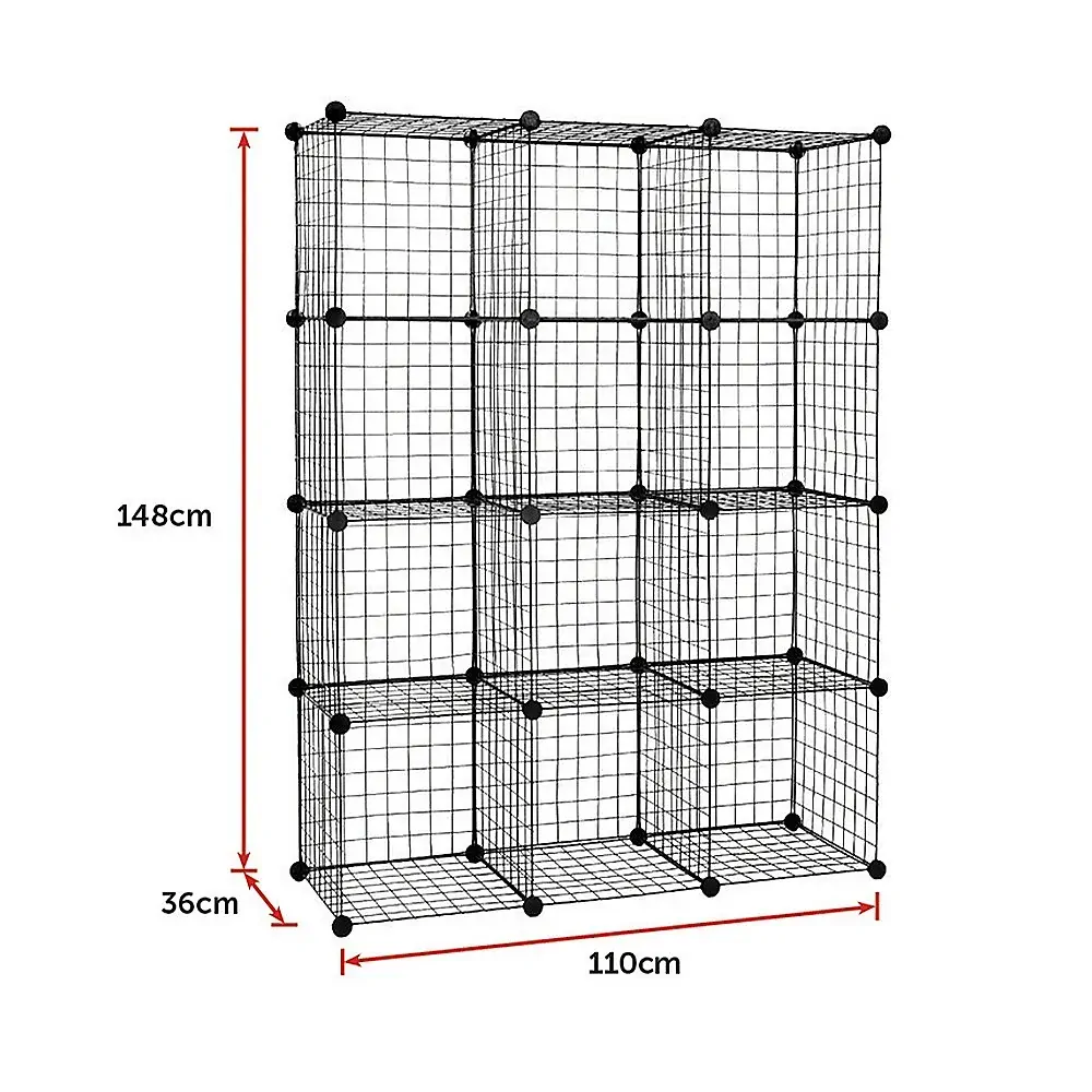 12 Cube Wire Grid Organiser Bookcase Storage Cabinet Wardrobe Closet Price