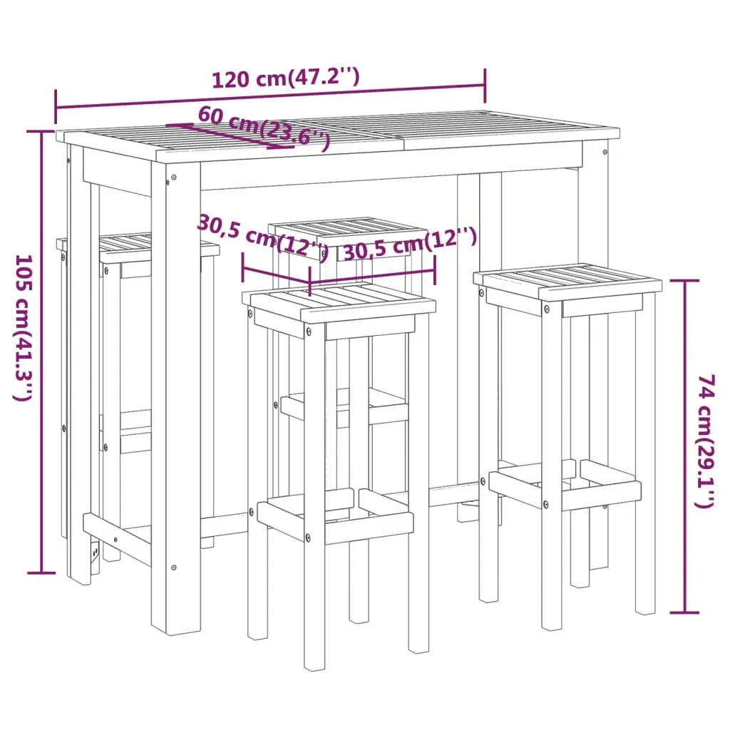 Garden Bar Set Solid Wood Acacia Price