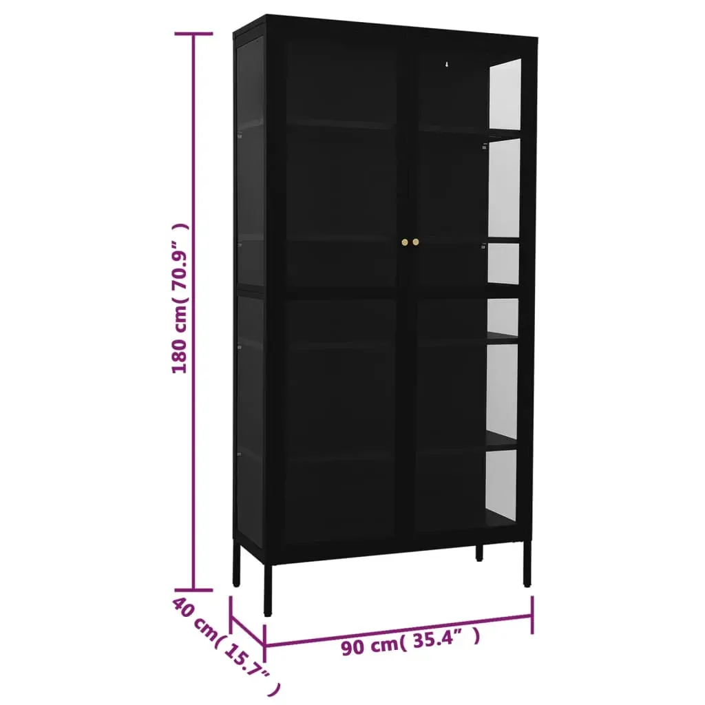 Display Cabinet 90x40x180 cm Steel and Tempered Glass Price