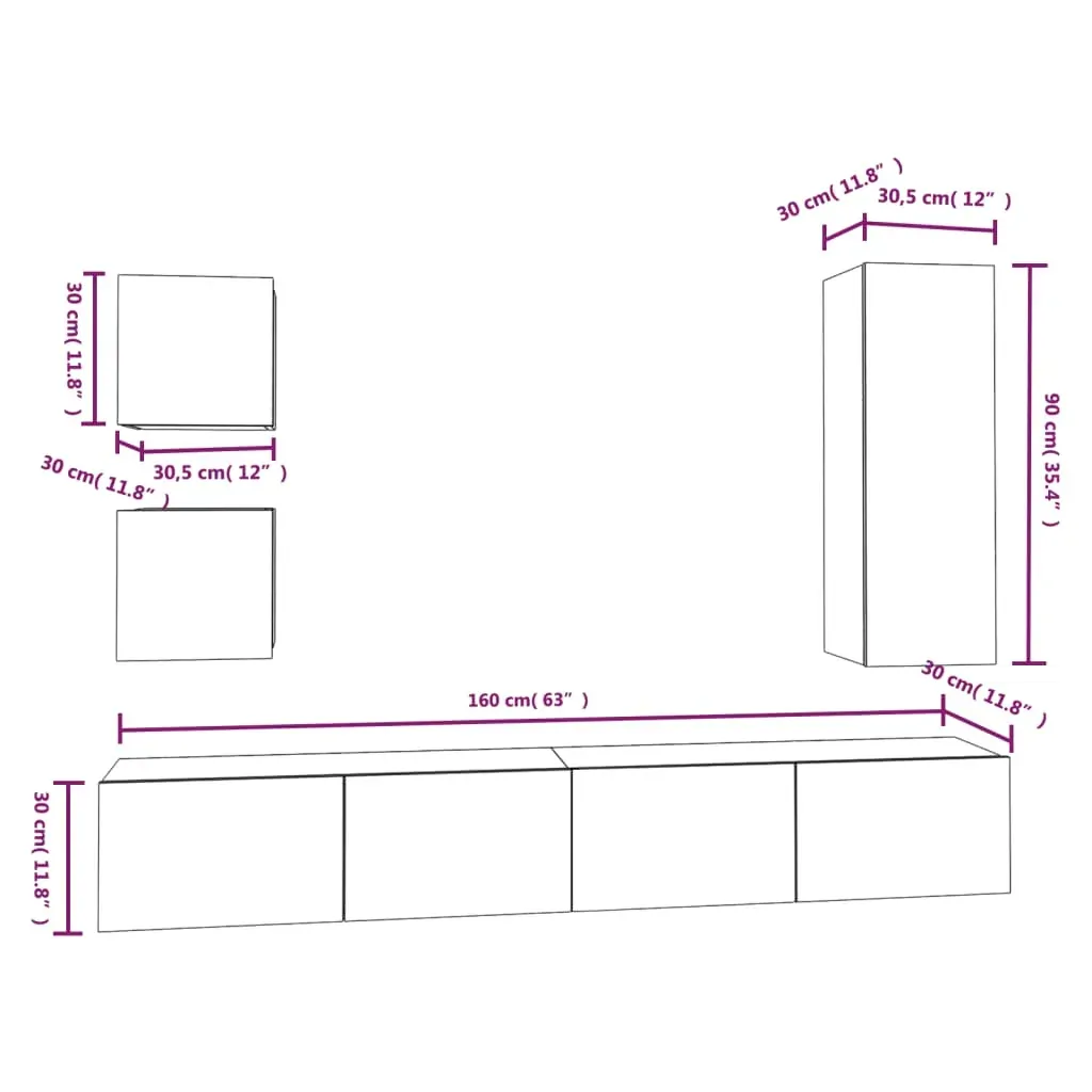 Edgemere 5 Piece TV Cabinet Set Engineered Wood Price