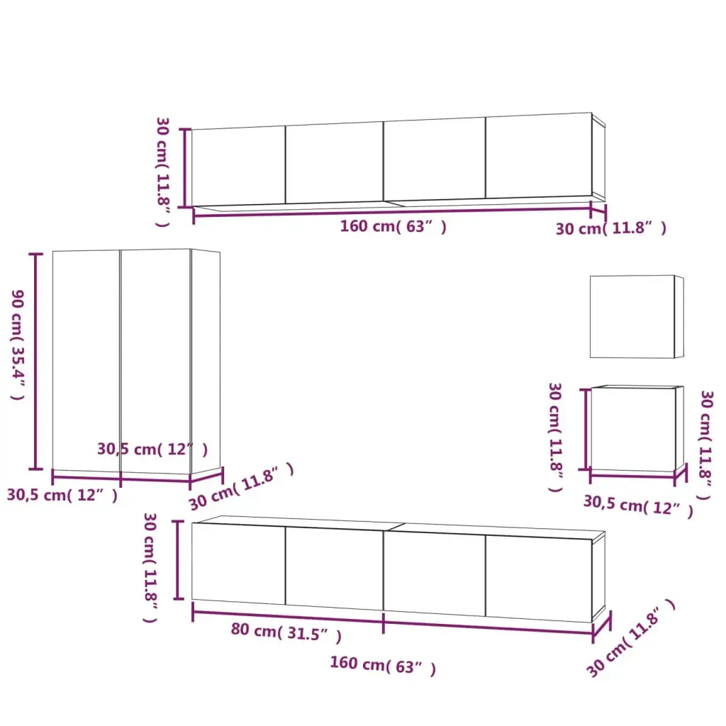 Bruno 8 Piece TV Cabinet Set Engineered Wood Price