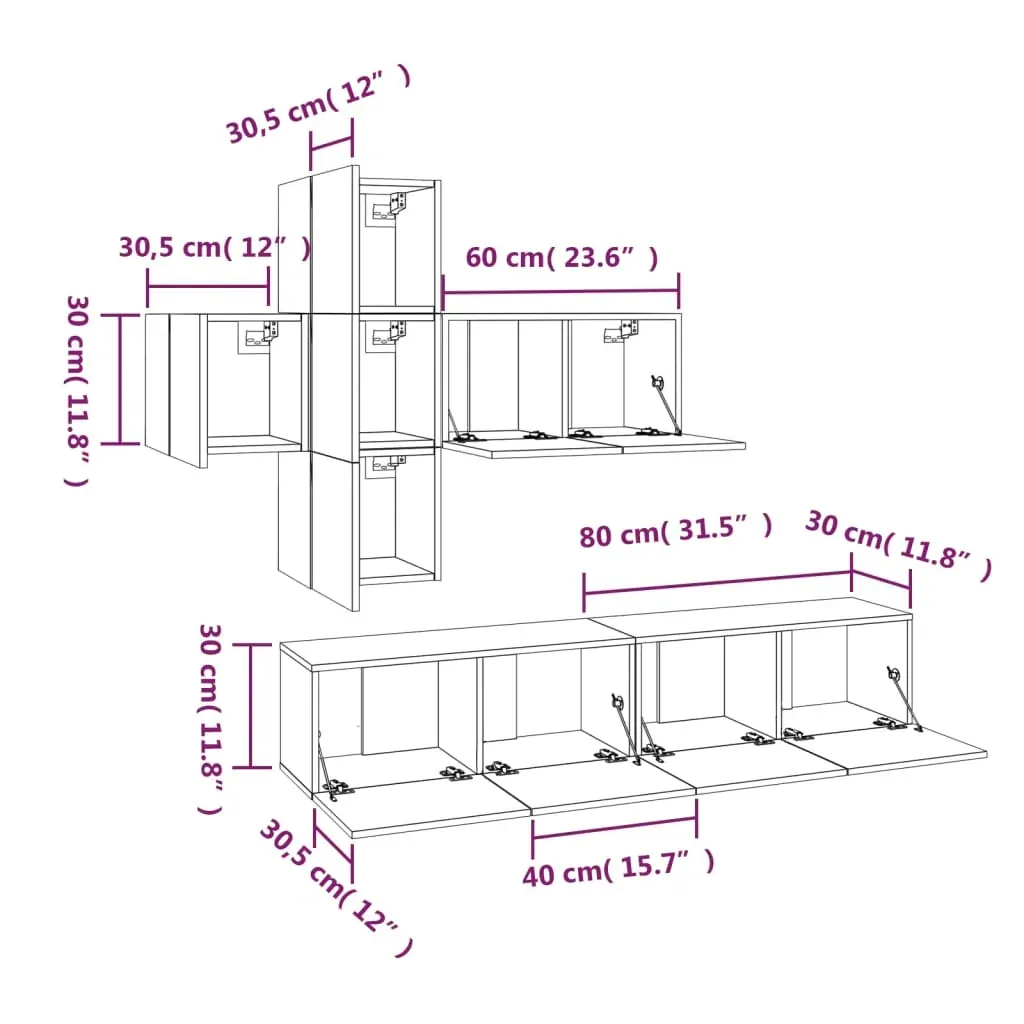 Haddon 7 Piece TV Cabinet Set Engineered Wood Price