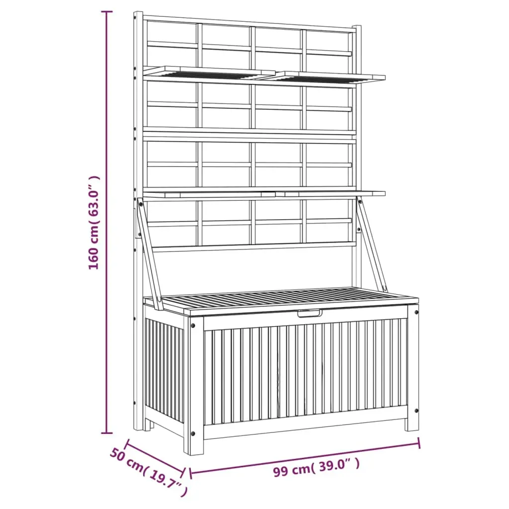 Storage Box with Trellis 99x50x160 cm Solid Wood Acacia Price