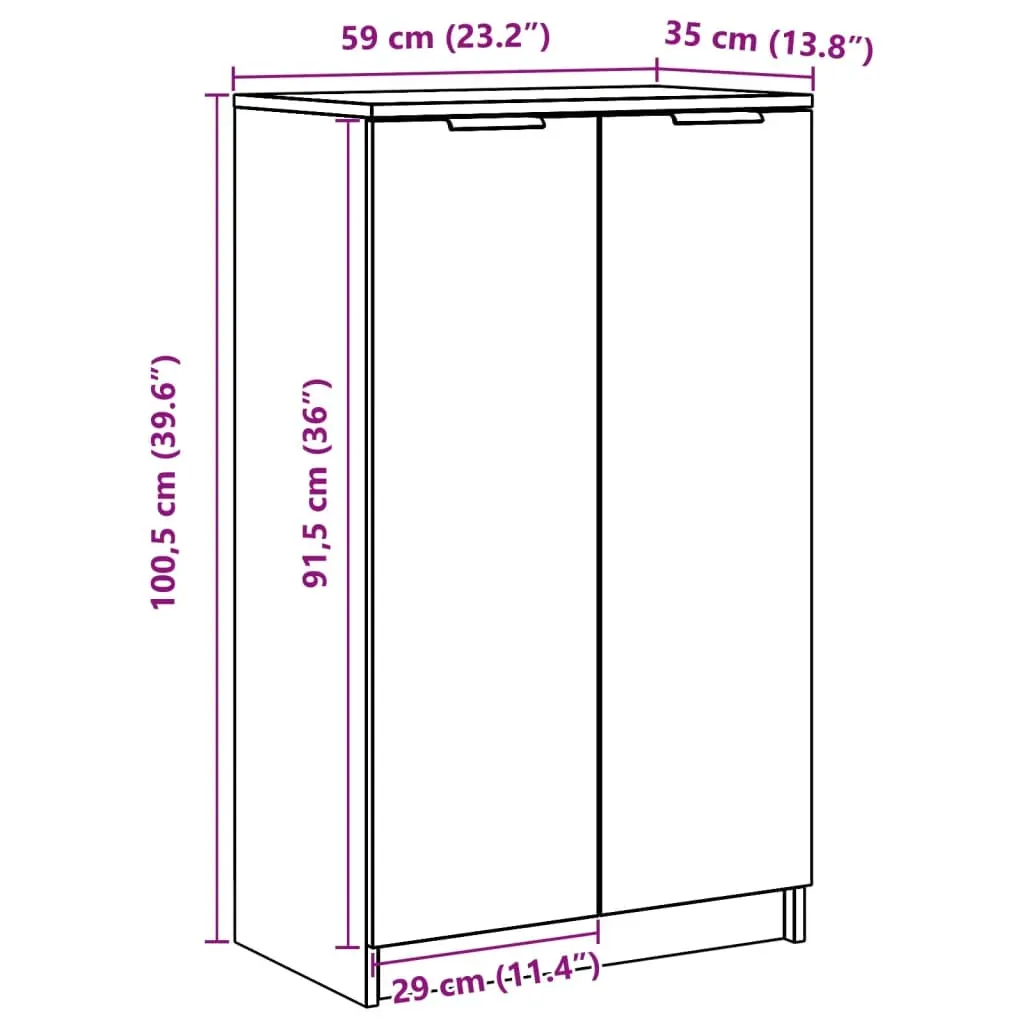 Shoe Cabinet 59x35x100 cm Engineered Wood Price