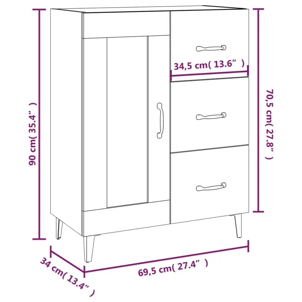 Sideboard 69.5x34x90 cm Engineered Wood Price