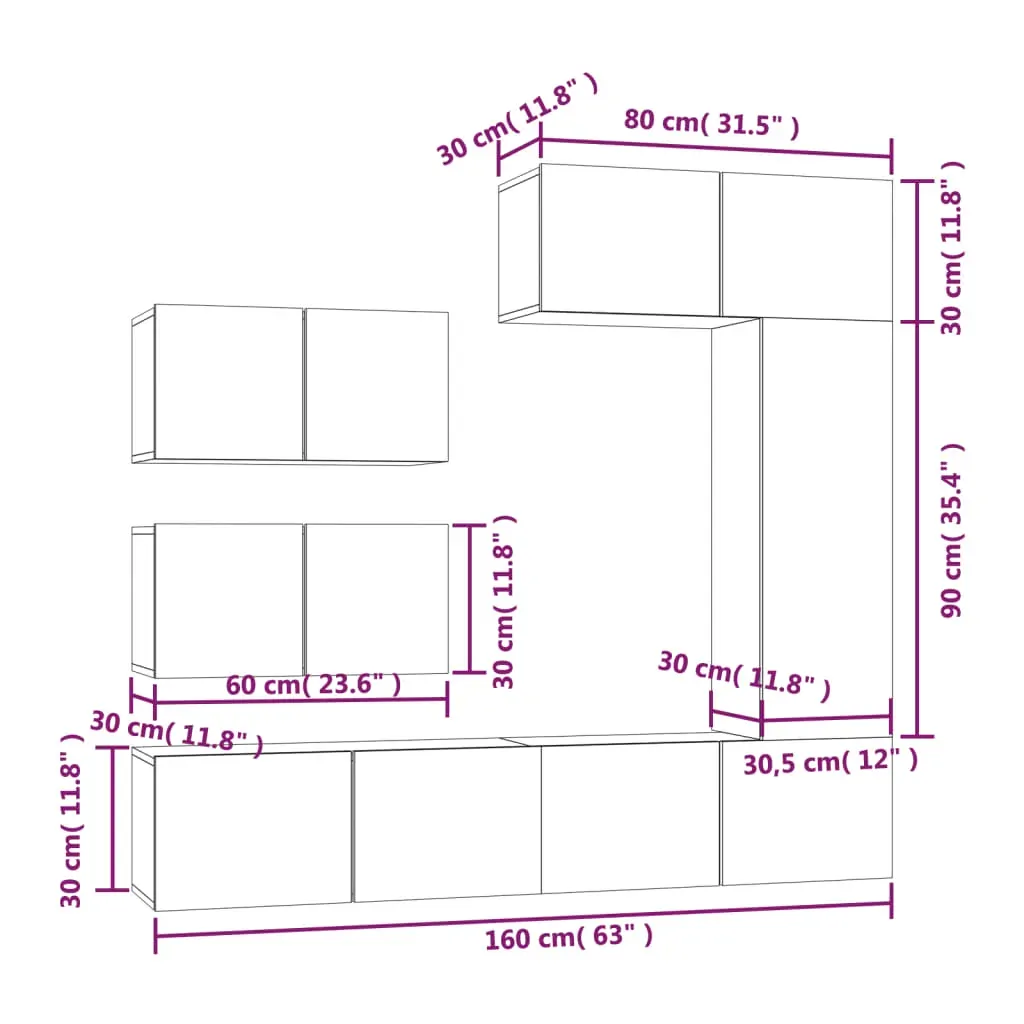 Driffield 7 Piece TV Cabinet Set Engineered Wood Price