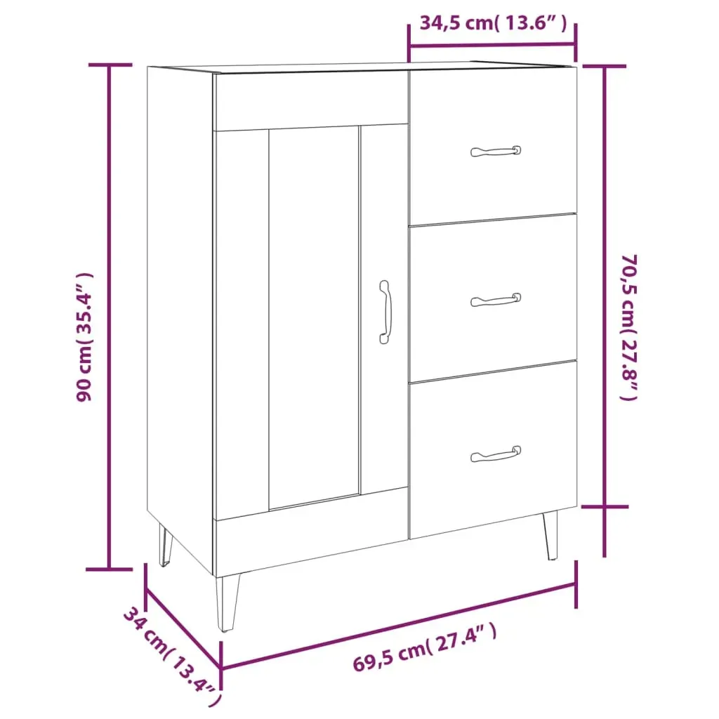 Sideboard 69.5x34x90 cm Engineered Wood Price