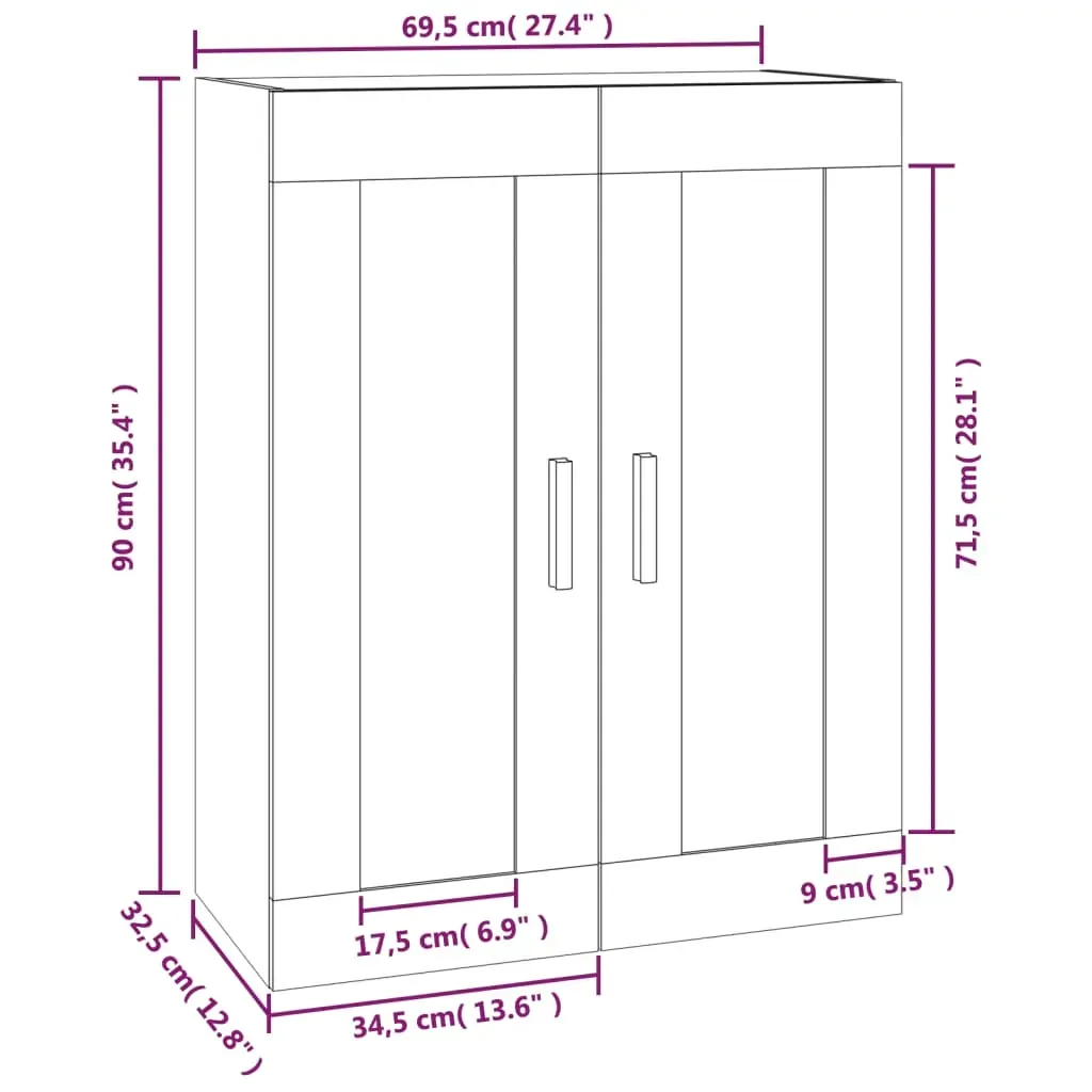Wall Cabinet 69.5x32.5x90 cm Engineered Wood Price